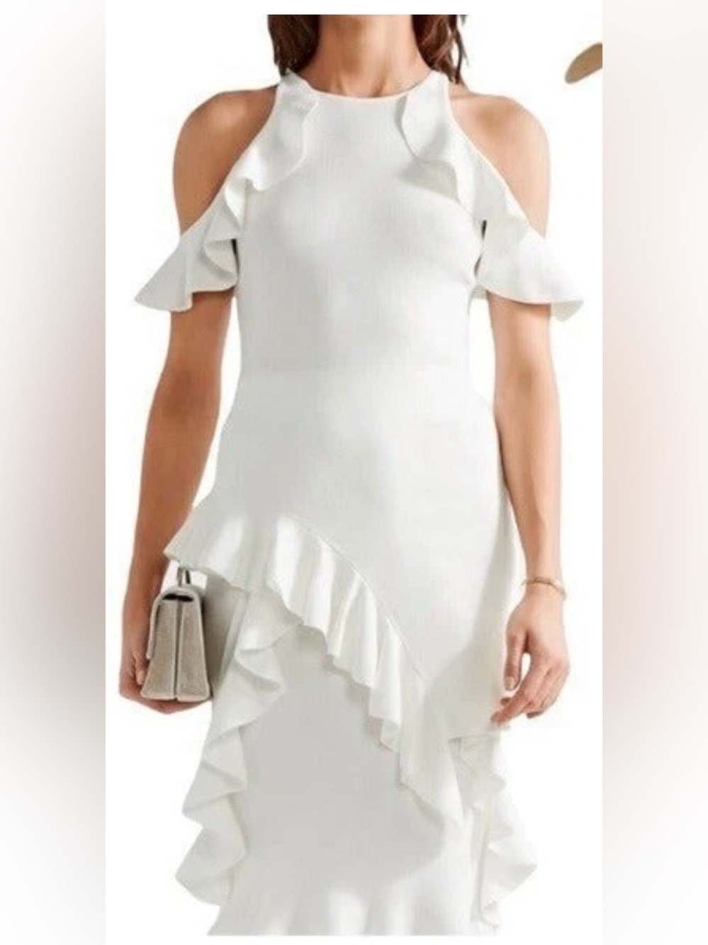 JONATHAN SIMKHAI White Cold-Shoulder Ruffle TOP ONLY! Size XS